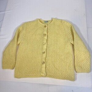 Vintage 60s Cardigan Sweater Sidney Gould Hand Knit Crewel Button Up Textured